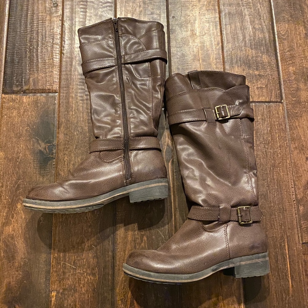 Faux leather boots